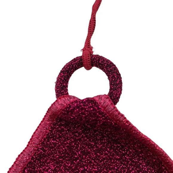 OSÉREE Lumière Triangle Bra Glitter Bikini Top Magenta Pink Sparkle Size L NWT - Picture 8 of 10